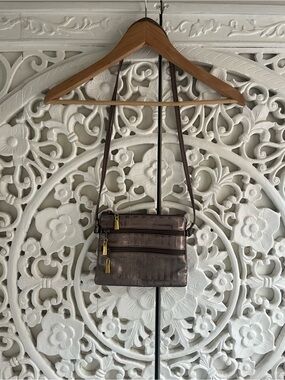Vintage Due Fratelli Bronze Genuine Leather Crossbody Bag Made in Canada
